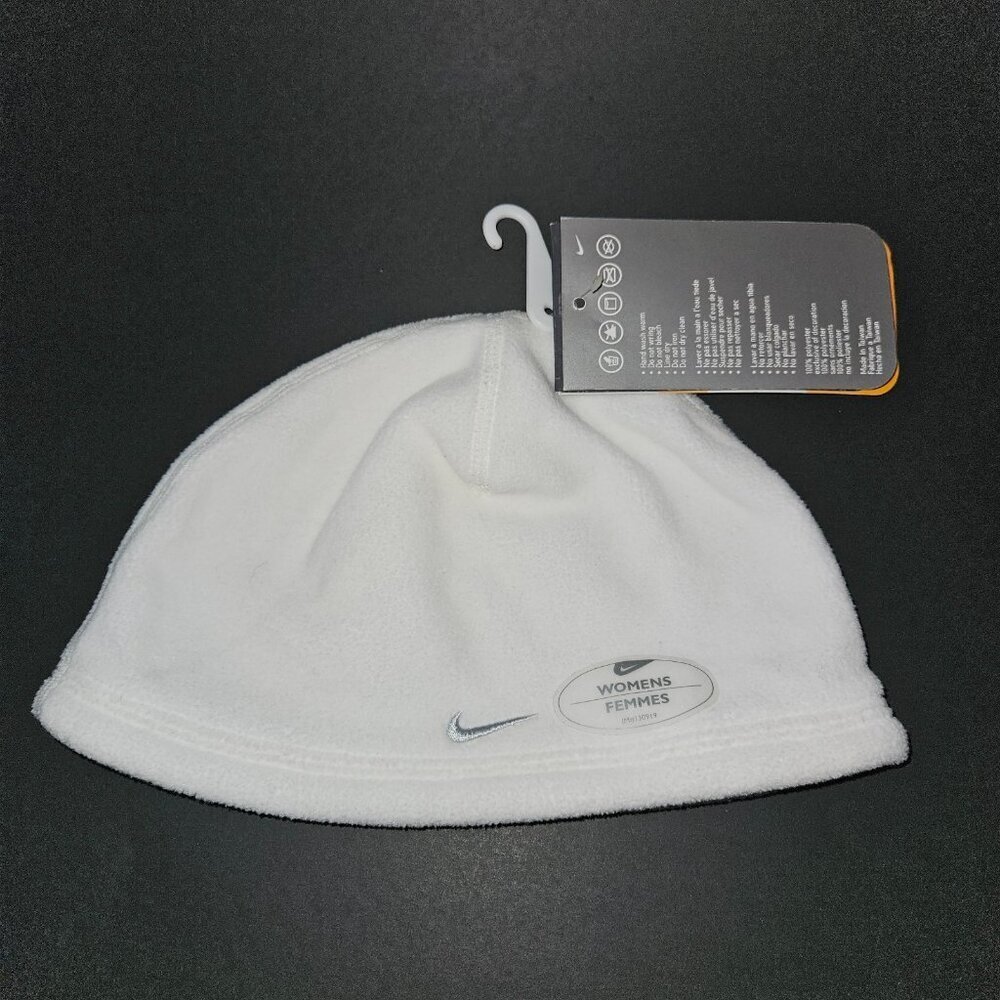 NEW Nike Therma Fit White Fleece Hat Beanie Approx Infant/Baby OS REVIEW SIZING